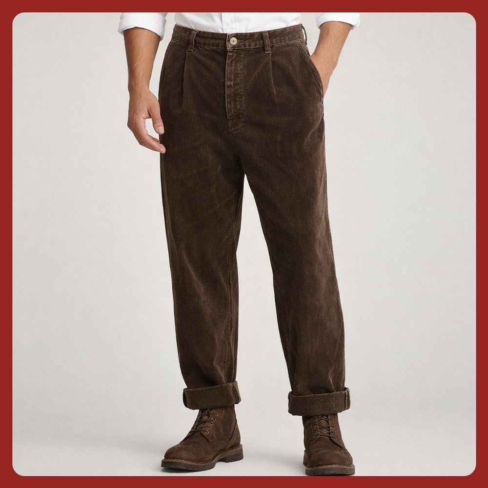 Vintage‎ VTG Polo Ralph Lauren Andrew Corduroy Pleated Pants Mens 35x30